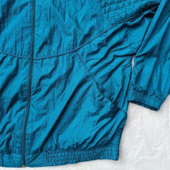 Vintage Archer Merchandising Inc Turquoise Zip Up Wind Breaker -  Woman XL - Picture 4 of 6